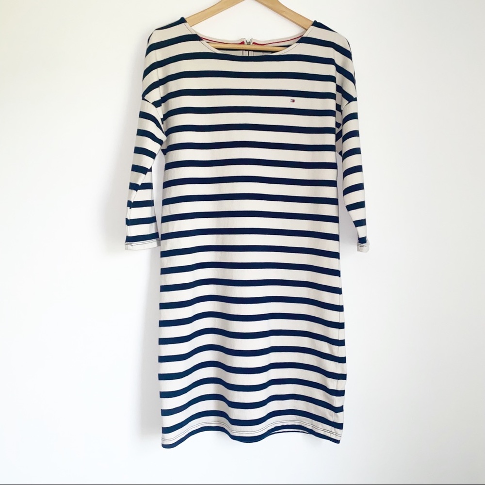 Tommy Hilfiger Breton Striped Dress Navy and Ivory Size Small